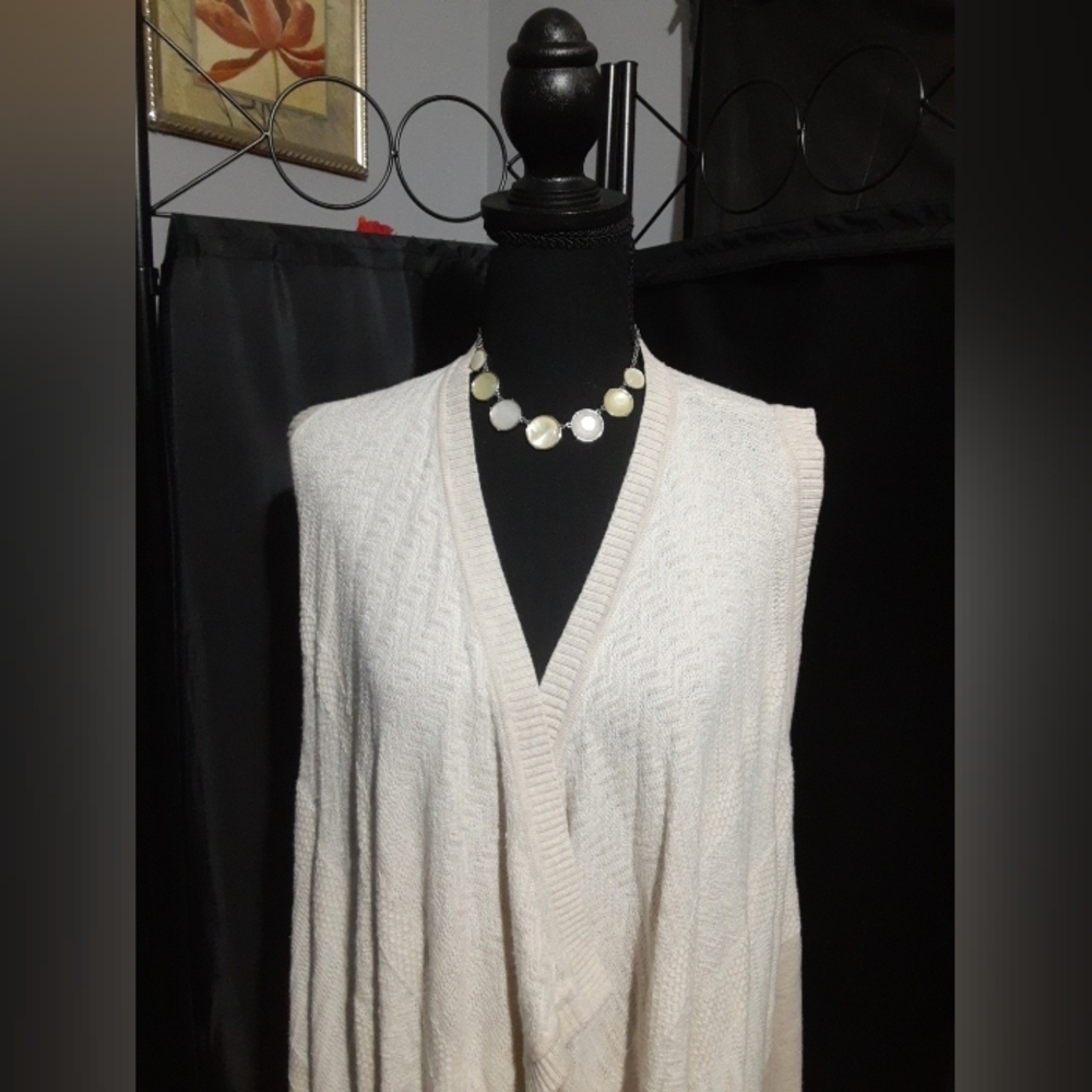 Banana Republic Women's Vest Cardigan Wrap Boho Cream Oversize Lagenlook XS-S - Picture 2 of 6
